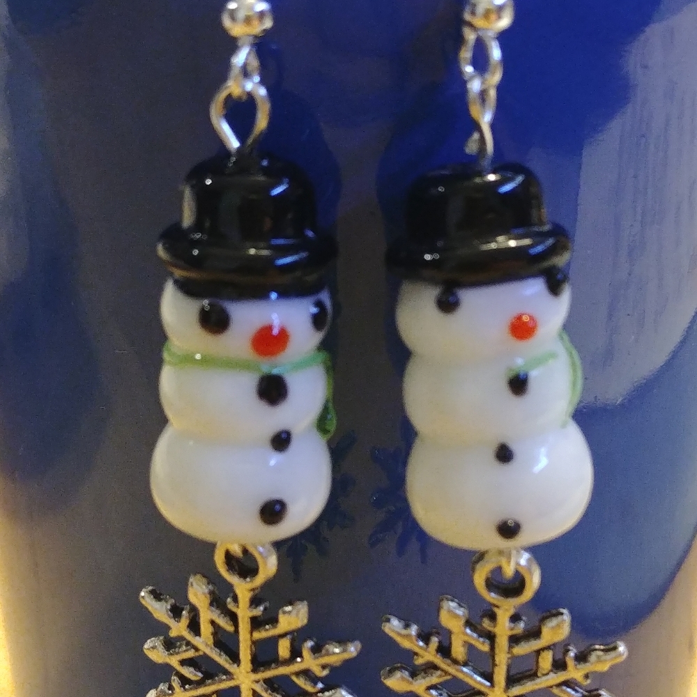 Snowman/snowflake earrings - Picture 2 of 2